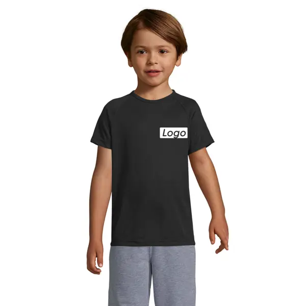 T-shirt enfant polyester Sporty - personnalisé - Noir