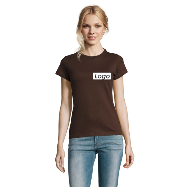 T-shirt manches courtes Femme coton 190g Imperial - personnalisé cœur et dos -  Chocolat