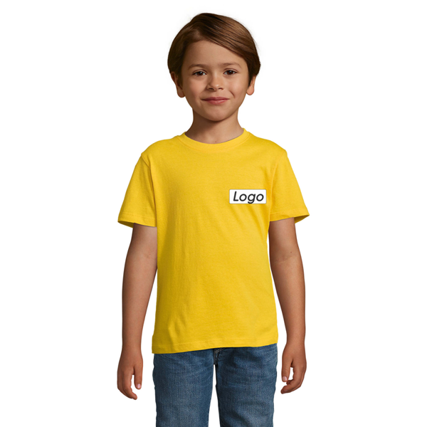 T-shirt manches courtes Enfant coton 150g Regent - personnalisé cœur et dos - Jaune