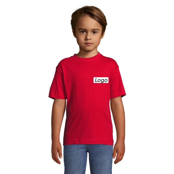 T-shirt manches courtes Enfant coton 150g Regent - personnalisé cœur et dos - Rouge