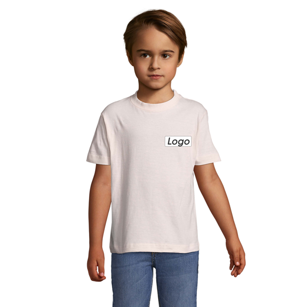 T-shirt manches courtes Enfant coton 150g Regent - personnalisé cœur et dos - Rose Pâle