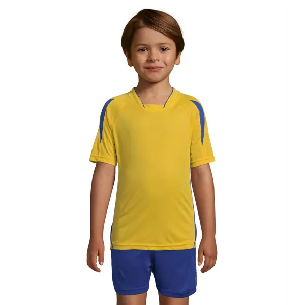 Maillot de sport travaillé enfant Maracana en polyester - personnalisé - Bleu Roi/Jaune