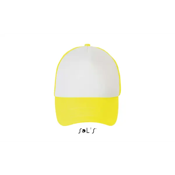 Casquette filet 5 panneaux Bubble taille unique - personnalisée - Blanc/Jaune Fluo