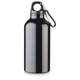 Gourde personnalisée en métal 400 ml avec mousqueton - Noir