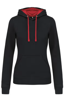 K465 - Sweat-shirt  femme bleu - capuche rouge Taille S