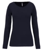 K3017 - T-shirt col rond manches longues femme NAVY Taille S